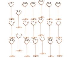 FLOWOW 20pz Cuore Pinze Pinzette segnaposto mollette porta memo foto clip segnatavolo per bomboniera matrimonio nascita battesimo compleanno Natale comunione oro rosa