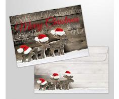 10 cartoline di NataleALCE con busto - 10 pezzi uguali, cartonline di auguri nostalgici pieghevoli di Natale in set con busto. Formato: DIN A 6 (14,8 x 10,5 cm)