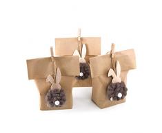 Set Pasqua: 3 sacchetti di carta marrone 14 x 22 cm + 3 coniglietti pasquali naturali ciondolo decorazione pasquale Pasqua Pasqua bambini give-away clienti Pasqua