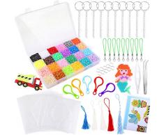 HOWAF 22000 Perline a Fusione, 2.6mm, 24 Colori Perline da Stirare, 3 base per perline da stirare, Introduzione Libro, Accessori Perline a fusione, Set Gioco Creativo Natalizio Fai Da Te per Bambini