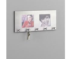 Zeller 13885 - Portachiavi da muro con cornice portafoto, acciaio INOX, 29 x 3,8 x 13 cm