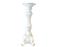 Larte di Nacchi Candelabro Portacandela bianco effetto anticato con ornamenti in resina Vintage, Shabby Chic 15xH35 cm