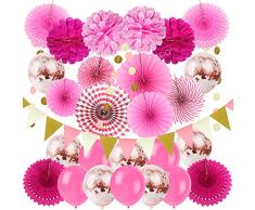 ZERODECO Decorazioni per feste, Palloncini Coriandoli Ventagli Decorativi Pieghevoli Pompon di carta Triangolo Bandierine Bandierine Ghirlande per Compleanno Decorazioni per feste