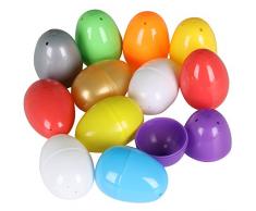 12 x Uova Pasquali Colorate Vuote da Riempire con Una Sorpresa - Plastica - per la Caccia Alle Uova di Pasqua - da TRIXES