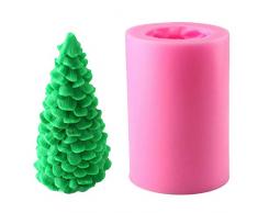 DXIA Albero di Natale 3D Candela in Silicone, Macinacandele, Silicone Albero di Natale Candela Stampi, Craft Stampo per Fare Xmas Candela Fai da Te, Fare Sapone e la Cottura, Decorazione per Torte