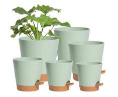 Vasi per Piante da Interni Kamanan 6pcs Vasi da Fiori per Piante 20/17.5/16.5/15/14/12.5cm Autoirriganti Piante da Interni e Moderni Vasi Decorativi in Plastica Per da Interno e da Balcone (2)