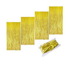 4pcs Tende Metalliche Tinsel,Metalliche Tinsel Tende di Stagnola,Foil Tenda Scintillante,Tenda con paillette Tende a Frange per Decorazioni Compleanno Matrimonio Festa,Natale Photo Wall Contesto