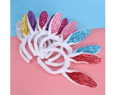 Luoem LED coniglietto orecchio fascia paillettes coniglio orecchio Heardwear bambini giocattoli per Pasqua party (rosso)