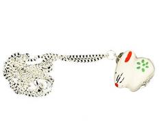 Coniglietto catena collana Miniblings 45 cm lepri Coniglio Pasqua bianco porcellana fiori