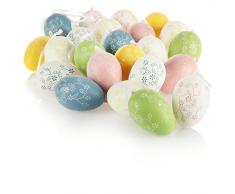 com-four® 24x Ciondoli Decorativi Pasqua - Uova di Pasqua in plastica da Appendere - Uova Decorative per Albero di Pasqua - Uova Vivaci Floreali (24 Pezzi - Colorati con Fiori)