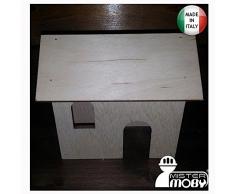Mistermoby Casa Casetta in Legno Dimensioni 11X6XH13 per Presepe Decoupage Decorazione Addobbi 3 Pezzi