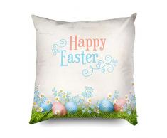 Federe con Cerniera Federe 45x45 cm Divertente Buona Pasqua Concetto Pulcino Uova Colorate di Pasqua Tiro Decorativo, Fodera per Cuscino per Divano Letto casa