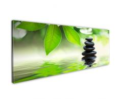 murando Quadro 120x40 cm Stampa su tela in TNT XXL Immagini moderni Murale Fotografia Grafica Decorazione da parete 1 pezzo Pietra Feng Shui Spa Verde Natura Acqua 030210-105