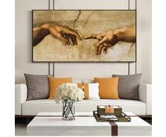 GUDOJK Quadro Art Deco su Tela La creazione di Adamo dai Dipinti su Tela Famosi del Rinascimento sui Poster e Stampe artistiche a mano-60x80cm