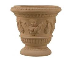 Casa Padrino vaso da fiori barocco terracotta Ø 42 x A. 41 cm - Vaso per piante in ceramica fatto a mano - Decorazione del giardino balcone terrazzo in stile barocco