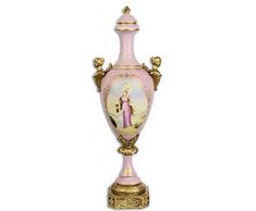 Casa Padrino Vaso Barocco con Coperchio Rosa/Oro 16,9 x 13 x H. 50 cm - Accessori Decorativi Barocco e Art Nouveau
