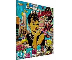 Magic Canvas Art -Pop Art Audrey Hepburn B8061 - Stampa artistica su tela, 1 pezzo, 80 x 80 cm
