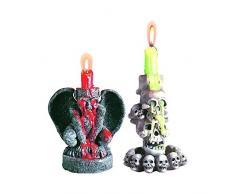 portacandela gargoyle teschi addobbi halloween con candela inclusa