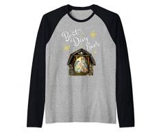 Presepe di Natale Gesù miglior giorno mai mangiatoia Maglia con Maniche Raglan