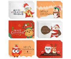 Biglietti di Natale, 24 Biglietti Auguri Natale con Buste e Adesivi, Cartoline di Natale, Biglietti Natale Bambini, Regalo Natale Cartoline, Set Biglietti Natalizi per Familiari Amici Colleghi