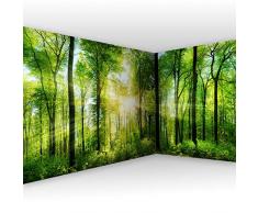 murando Carta da parati dAngolo Foresta 550x250 cm Fotomurali in TNT Murale alla moda Decorazione da Muro XXL Poster Gigante Design Carta per pareti Paesaggio Natura verde Albero c-A-0058-a-b