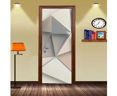 Murales Poster per Porte Bella arte geometrica 80X210CM Carta da Parati Adesivo per Porta 3D Autoadesivo Murales Impermeabile Decalcomanie Poster Famiglia soggiorno bagno Decorazione PVC
