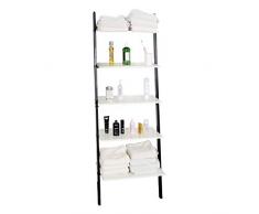 WOLTU Mensole da Parete Scaffale a Scala 5 Ripiani per Salotto Bagno Porta Piante Libreria in Legno
