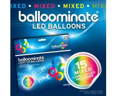 15x Balloominate Mix Color con led Luce Fissa - Palloncini Luminosi per Feste