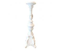 Larte di Nacchi Candelabro Portacandela bianco effetto anticato con ornamenti in resina Vintage, Shabby Chic D17H47 cm