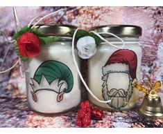 Buon Natale Personaggi natalizi 2 vasetti con candele in due misure a scelta di cera di soia e oli essenziali Buone Feste regalo di natale segnaposto natalizio decorazione casa