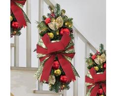 ZWMBYN Ghirlanda natalizia con luci a goccia, 41,9 cm, decorazione per scale di Natale, ghirlanda natalizia per decorazione della finestra della porta anteriore