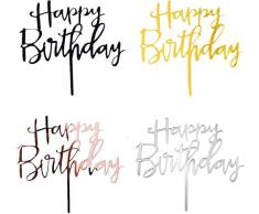 XINGXINLIAN 4 Pezzi Decorazioni per Torte di Compleanno, Cake Topper Torta Compleanno, Scritta Happy Birthday per Torta(Oro, Oro Rosa, Argento, Nero)