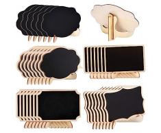 Mini Lavagnette di Legno,Jicyor 30Pezzi Legno Piccolo Decorative Segnaposto Lavagnette Messaggi Bordo con il Basamento per Decorazione Matrimonio Natale Feste 10 x 7.6 CM