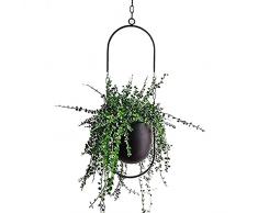 Vaso decorativo in metallo in stile bohémien a sospensione, fioriera per piante da interno da appendere al soffitto, per piante grasse, piante aeree e cactus (colore nero)