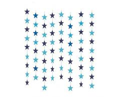 GCWEIYYDS Ghirlanda di carta a stella, blu stelle ghirlande per feste e compleanni (blu profondo e chiaro）