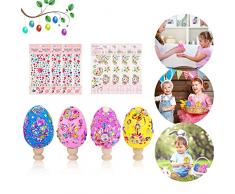 Anyingkai 4pcs Uova di Pasqua Decorative,Uova per Albero di Pasqua,Pittura di Artigianato Fai da Te di Pasqua,Decorazioni Pasquali Fai da Te,Uova di Pasqua Decorative Colorate