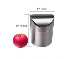 Recycling Trash can, food Garbage Shayson Fashion mini in acciaio INOX spazzolato Wave cover Counter top Trash can Garbage Bin cestino perfetto per la cucina bagno ufficio uso piccolo piano di lavoro
