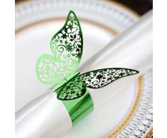 JinSu 50Pcs Anelli di Tovagliolo 3D Farfalla, Anelli Portatovaglioli da Tavola di Carta per Matrimonio, Compleanno, Natale, Banchetto, Cena, Festa, Verde