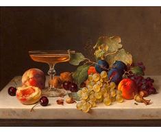 STAMPA-SU-TELA-INCORNICIATA-Preyer-Emilie-Cm_92_X_122-Natura-morta-con-frutta-estiva-e-champagne-Natura-morta-con-frutta-estiva-e-champagne-Quadro-su-tela-con-cornice-a-cassetta-americana-Ca