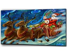 Plush Prints Babbo Natale e renna, stampa su tela, Bianco/Nero, 20" x32"