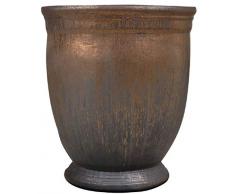 Casa Padrino vaso da fiori Art Nouveau bronzo/grigio Ø 61 x A. 71 cm - Vaso per piante rotondo fatto a mano in terracotta - Accessori per la decorazione di giardini e terrazze