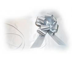 STAR NEW FLOWER 50 Fiocchi RAPIDI Argento autotiranti da 50 mm, per Decorazioni addobbi Feste Compleanni Matrimonio Cerimonie Capodanno Festa a Tema ANNIVERSARI (coccarda Argento)