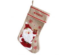 Angolo del Regalo Calza Natalizia in Lino Babbo Natale