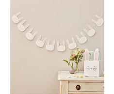 Ginger Ray Pink & White - Festone con coniglietto pasquale, 2 metri