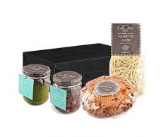 Cesto pasquale o natalizio SCORCI DI LIGURIA con Prodotti Tipici Liguri Artigianali della az. agricola Cuvea: cesto gourmet con prodotti senza conservanti, né coloranti anche adatto ai vegetariani