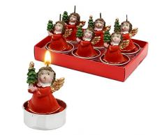Dekohelden24 W-10014732 - Set di 6 lumini a forma di angelo con albero di Natale, dimensioni: 4 x 4 x 6 cm