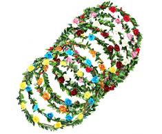 8 Pz Fiori Corona Fascia Capelli,Capelli Ghirlanda Floreale Foglia,Accessorio per Capelli,Coroncina Bambina Fiore,Copricapo Bohémien Multicolore Donne Ragazze Damigella Matrimoni Festival Festa Foto