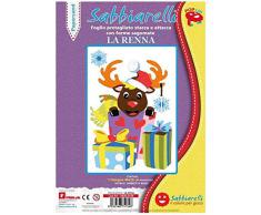Sabbiarelli Sand-it for Fun - Poster La Renna: 1 Maxi Disegno Adesivo da Colorare con la Sabbia (Non Inclusa), Adatto per Adulti e Bambini, 26x40cm