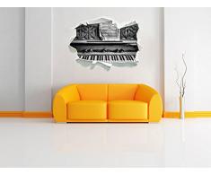 Monocrome, pianoforte antico con foglio di musica Papier aspect 3D, la taille de la vignette mur ou de porte: 92x62cm, stickers muraux, sticker mural, décoration murale