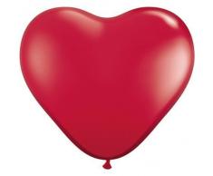 Partydiscount24 - Palloncini a forma di cuore, Ø 25 cm, 50 pezzi, colore: rosso